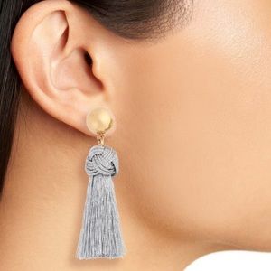 J Crew Ball & Tassel Stud Earrings-NWT-Gray & Gold